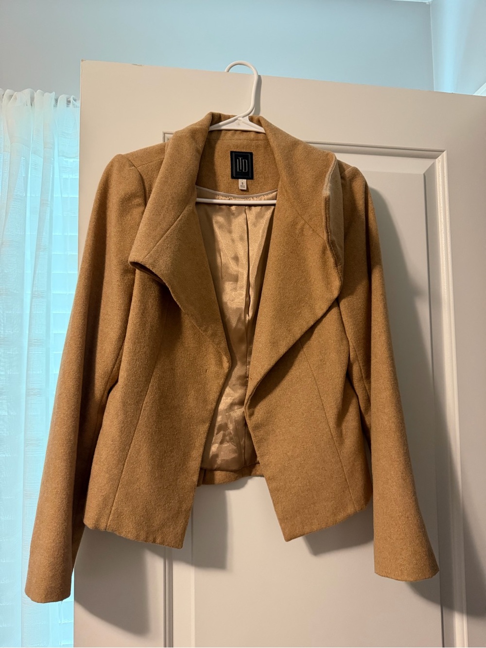 Tan Draped Wool-Blend Jacket